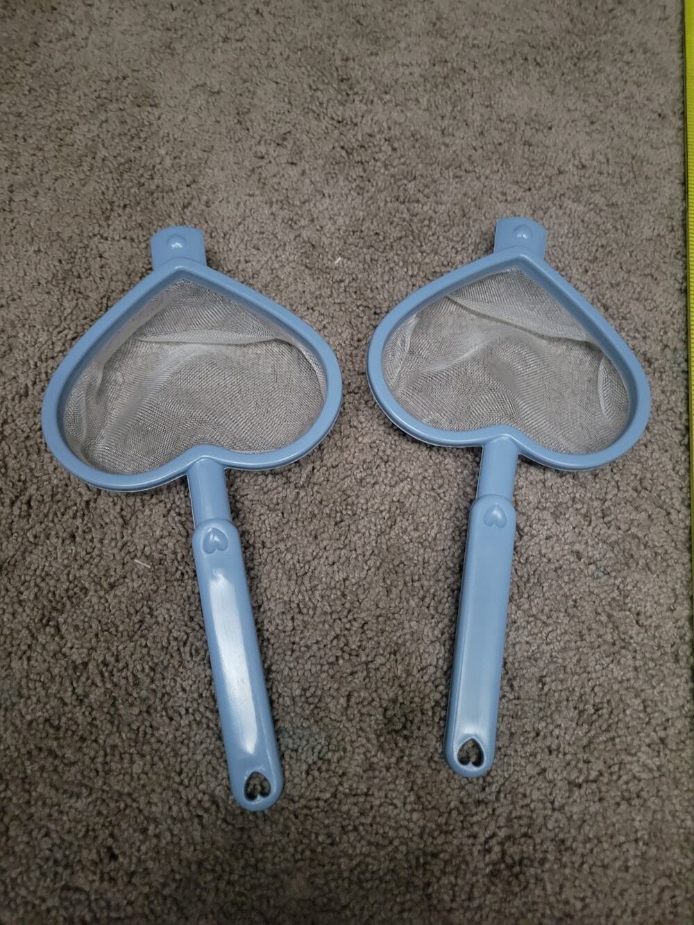 Blue Heart Shaped Strainer Handled X2